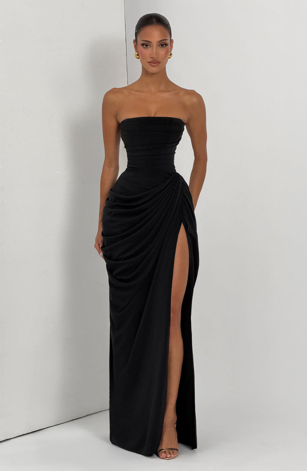 ISABELLA | Elegantes trägerloses Maxi Kleid – Schwarz