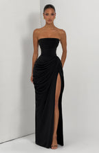 ISABELLA | Elegantes trägerloses Maxi Kleid – Schwarz