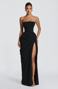 ISABELLA | Elegantes trägerloses Maxi Kleid – Schwarz