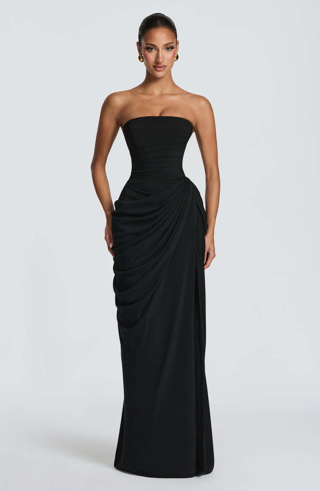 ISABELLA | Elegantes trägerloses Maxi Kleid – Schwarz