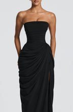 ISABELLA | Elegantes trägerloses Maxi Kleid – Schwarz