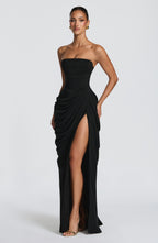 ISABELLA | Elegantes trägerloses Maxi Kleid – Schwarz