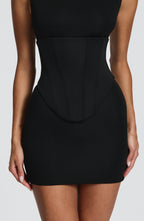 AMÉLIE | Elegantes Mini Kleid mit Korsagen-Detail – Schwarz