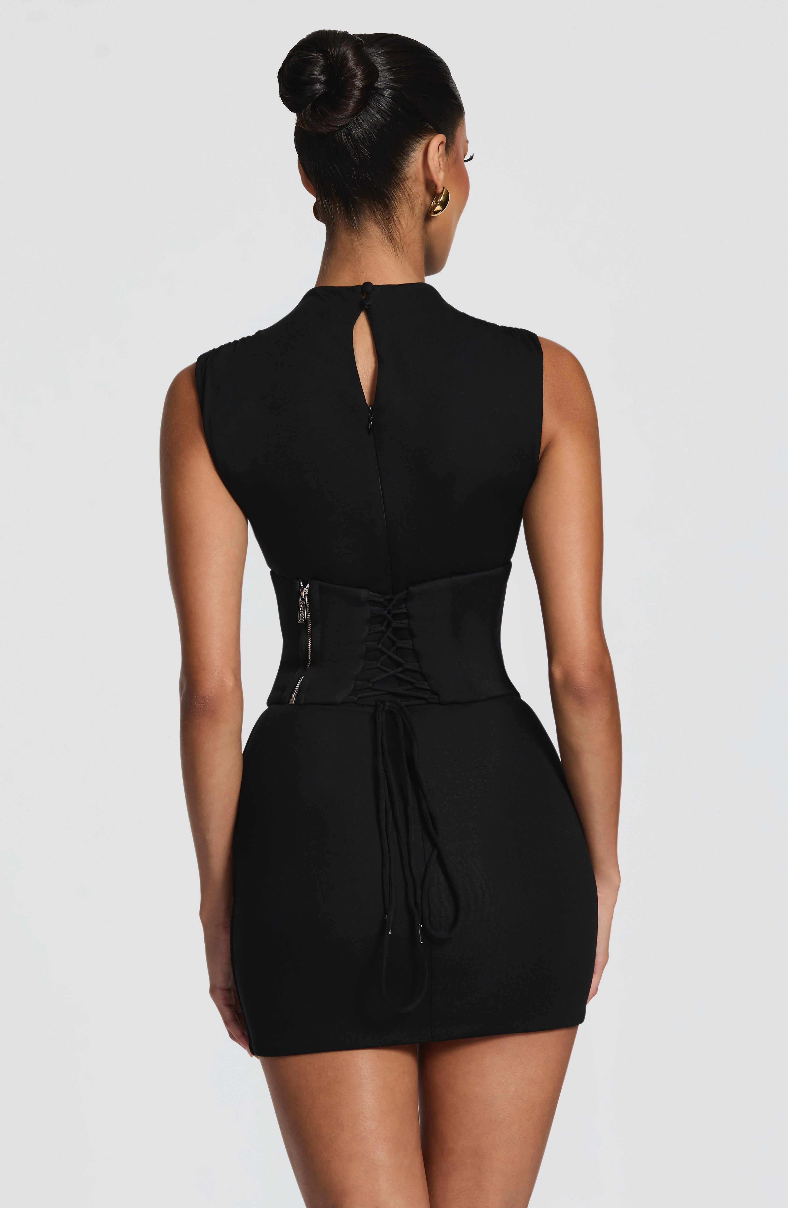 AMÉLIE | Elegantes Mini Kleid mit Korsagen-Detail – Schwarz