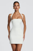 MADELEINE | Elegantes Mini Kleid mit abnehmbarem Halterneck – Ivory