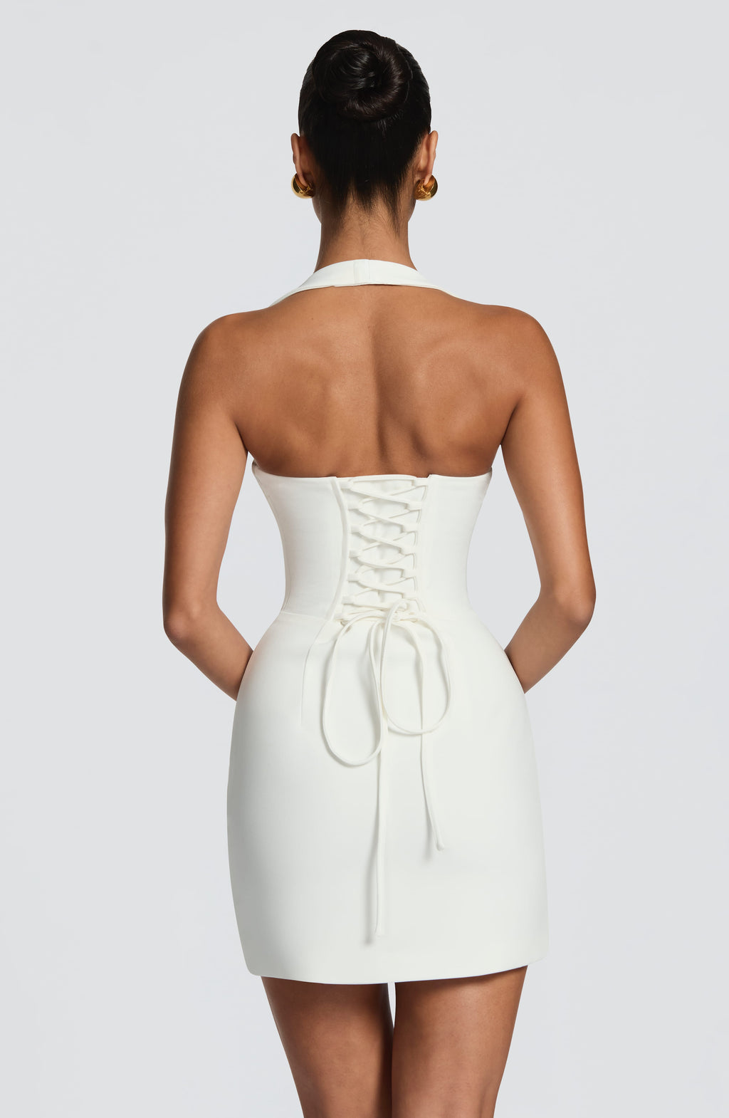 MADELEINE | Elegantes Mini Kleid mit abnehmbarem Halterneck – Ivory