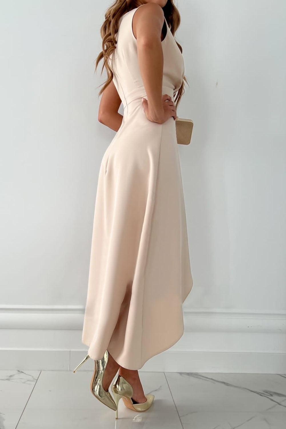 AMALIA | Elegantes Wickel Midi Kleid mit V-Ausschnitt