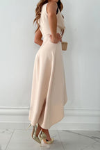 AMALIA | Elegantes Wickel Midi Kleid mit V-Ausschnitt