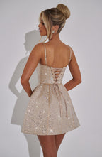 CAMILLA | Elegantes Tweed Mini Kleid – Blush