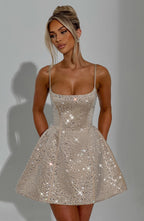 CAMILLA | Elegantes Tweed Mini Kleid – Blush