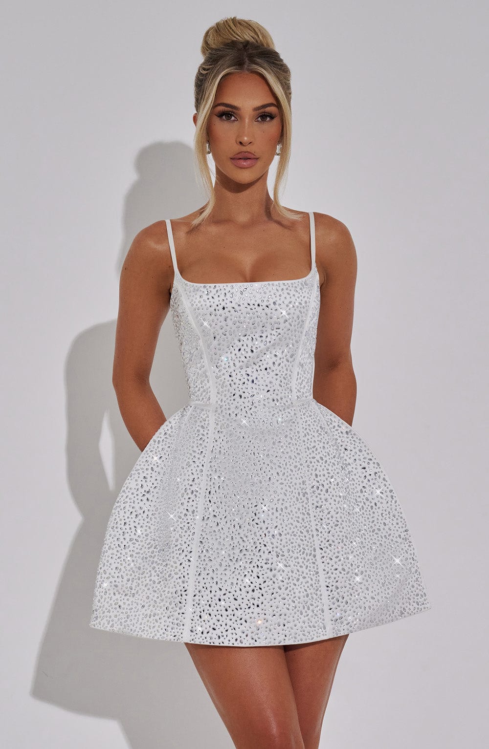 ÉVELYNE | Elegantes Strass-Minikleid – Ivory