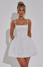 ÉVELYNE | Elegantes Strass-Minikleid – Ivory