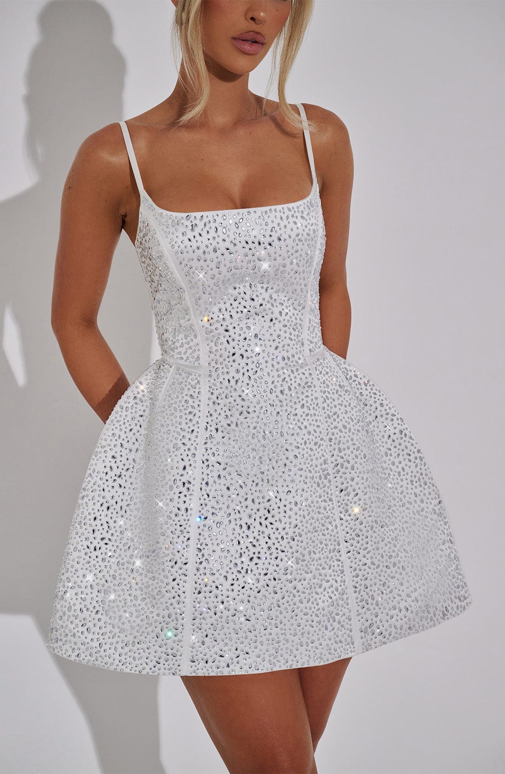 ÉVELYNE | Elegantes Strass-Minikleid – Ivory