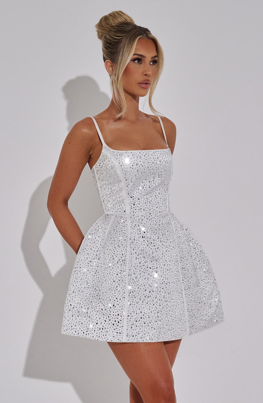ÉVELYNE | Elegantes Strass-Minikleid – Ivory