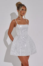 ÉVELYNE | Elegantes Strass-Minikleid – Ivory