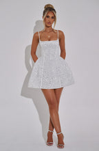 ÉVELYNE | Elegantes Strass-Minikleid – Ivory