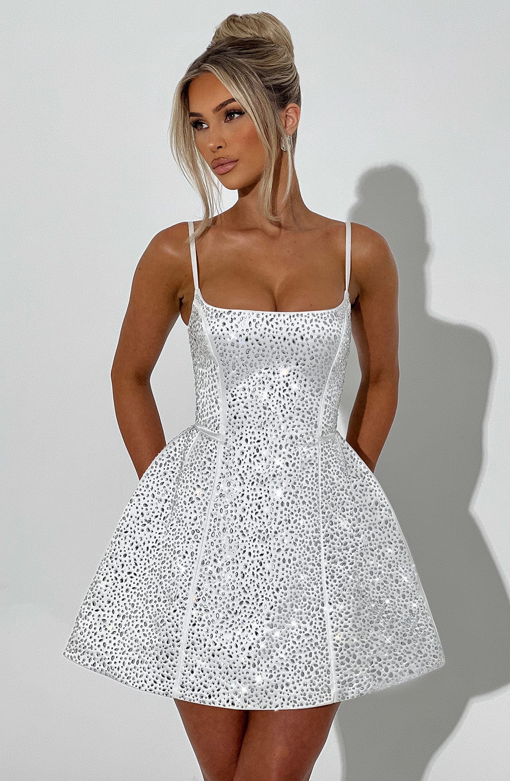 ÉVELYNE | Elegantes Strass-Minikleid – Ivory