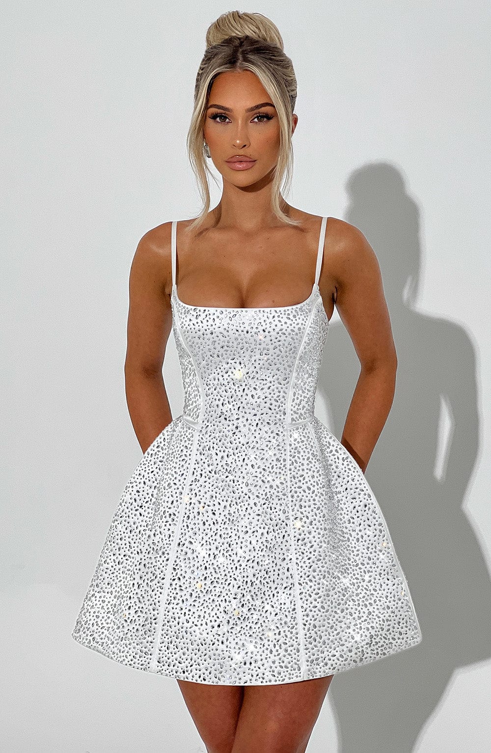ÉVELYNE | Elegantes Strass-Minikleid – Ivory