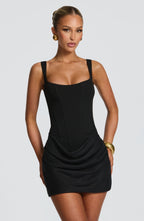 FLORENCE | Elegantes Mini Kleid mit Korsagen-Design – Schwarz