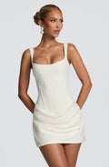 ROSALIE | Elegantes Mini Kleid mit Korsagen-Design – Ivory