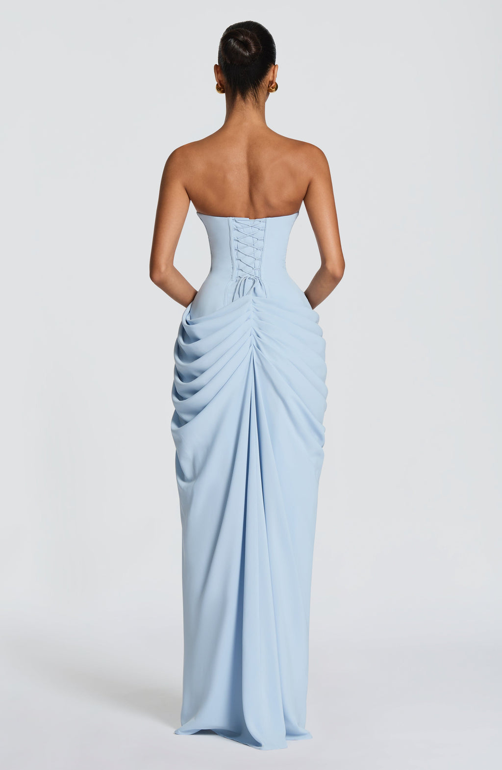 ADELINA | Elegantes Chiffon-Maxikleid – Gletscherblau