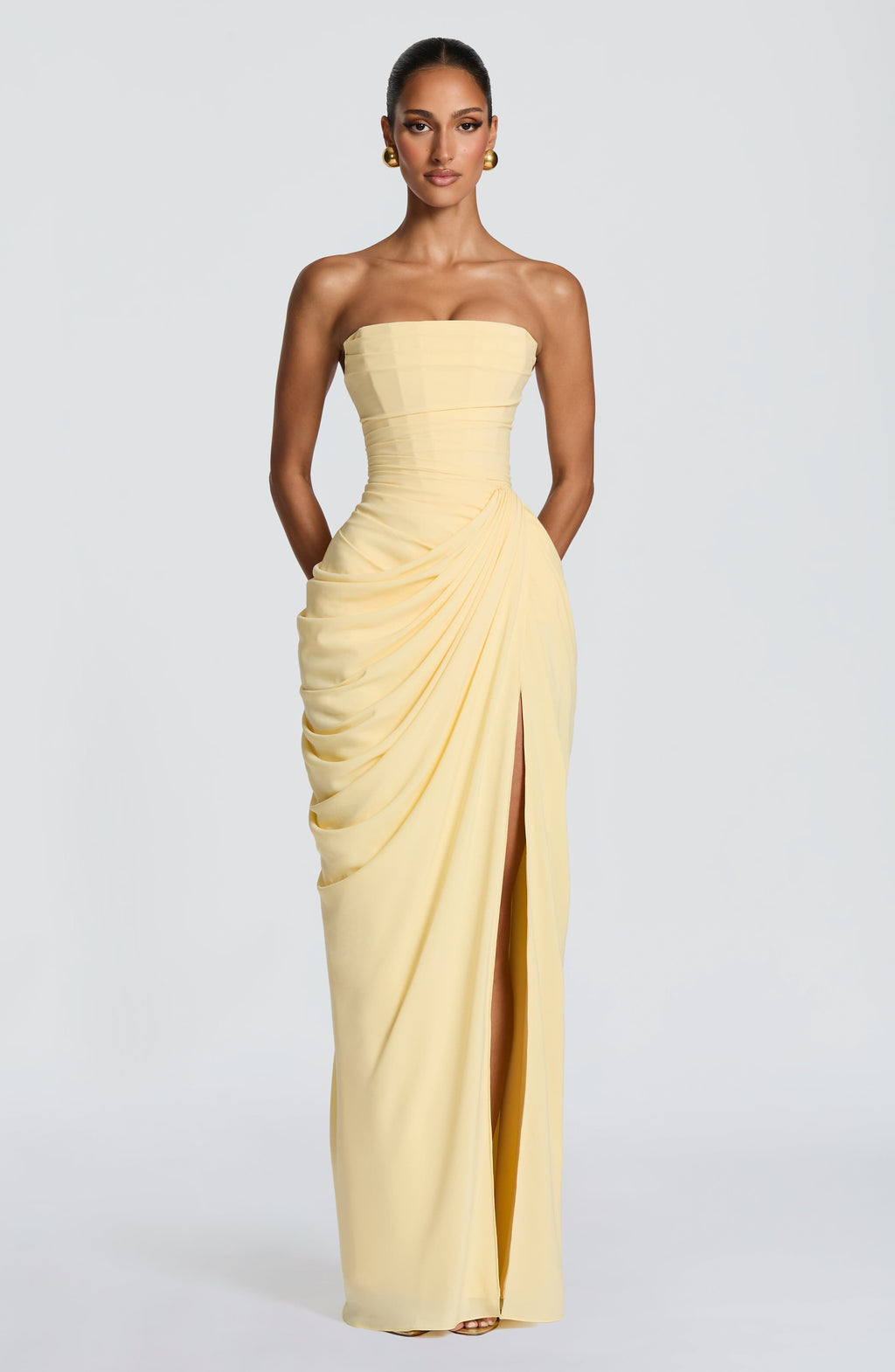 ELENA | Elegantes Chiffon-Maxikleid – Lemon