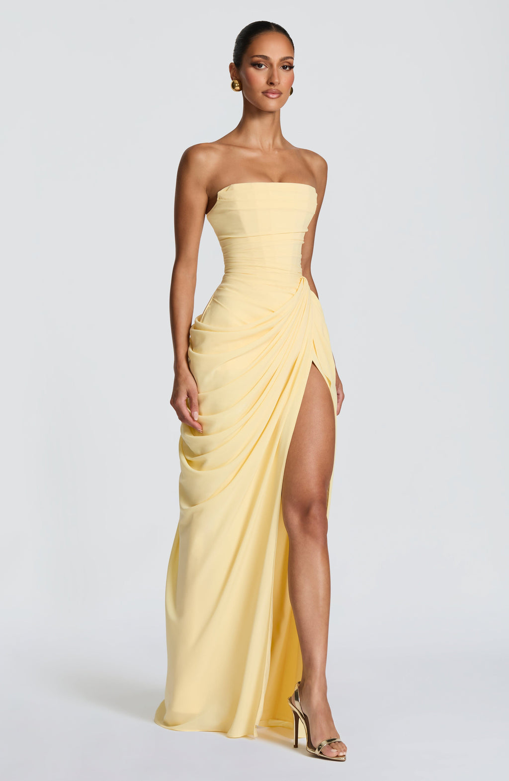 ELENA | Elegantes Chiffon-Maxikleid – Lemon