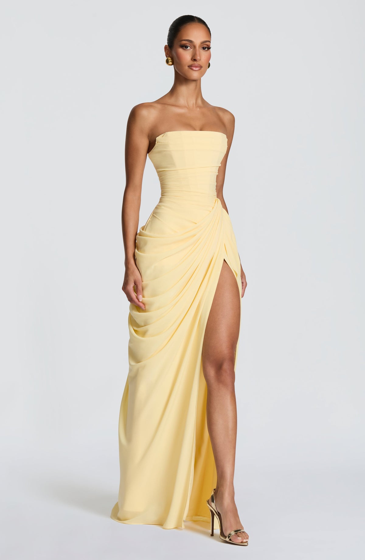 ELENA | Elegantes Chiffon-Maxikleid – Lemon