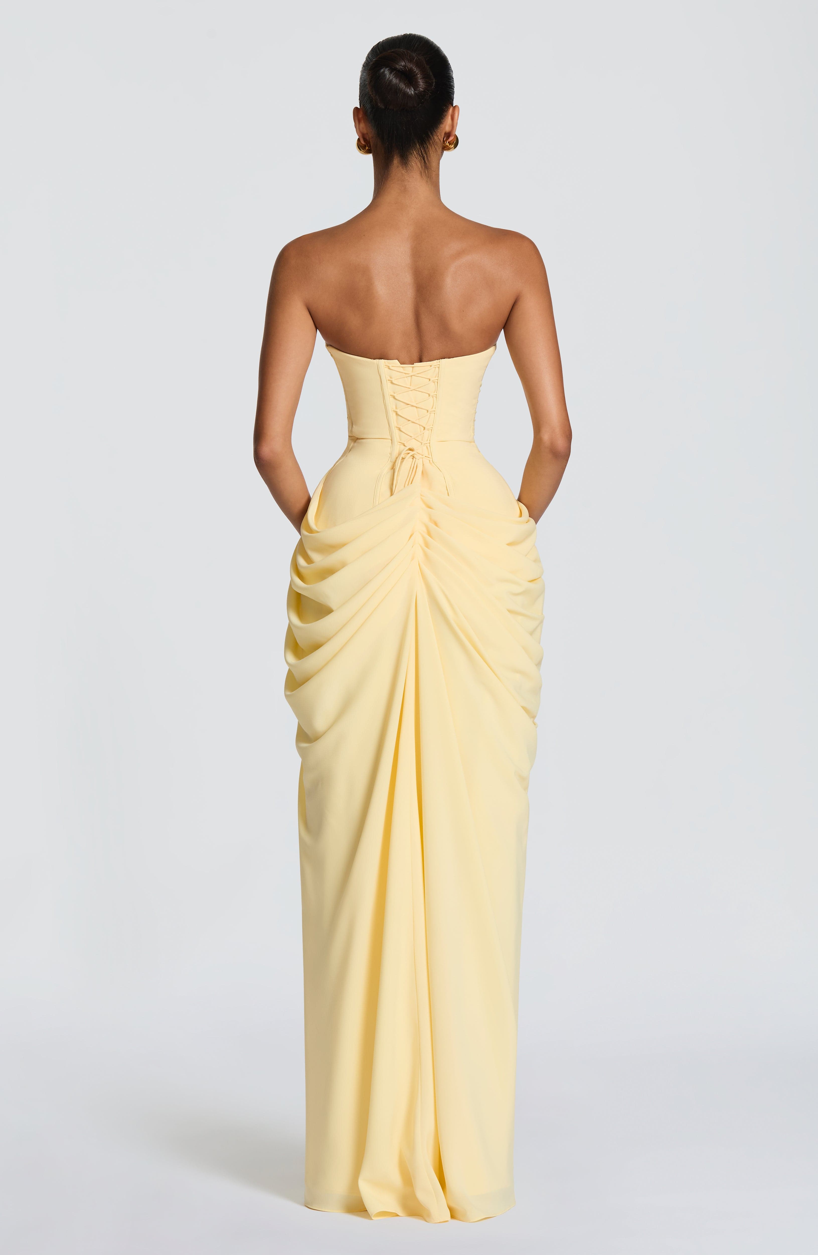 ELENA | Elegantes Chiffon-Maxikleid – Lemon