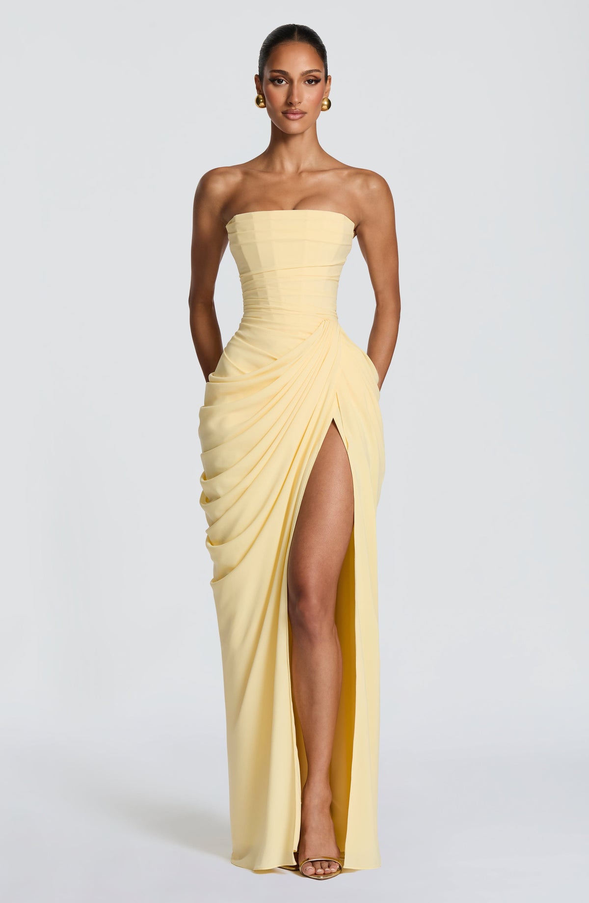 ELENA | Elegantes Chiffon-Maxikleid – Lemon