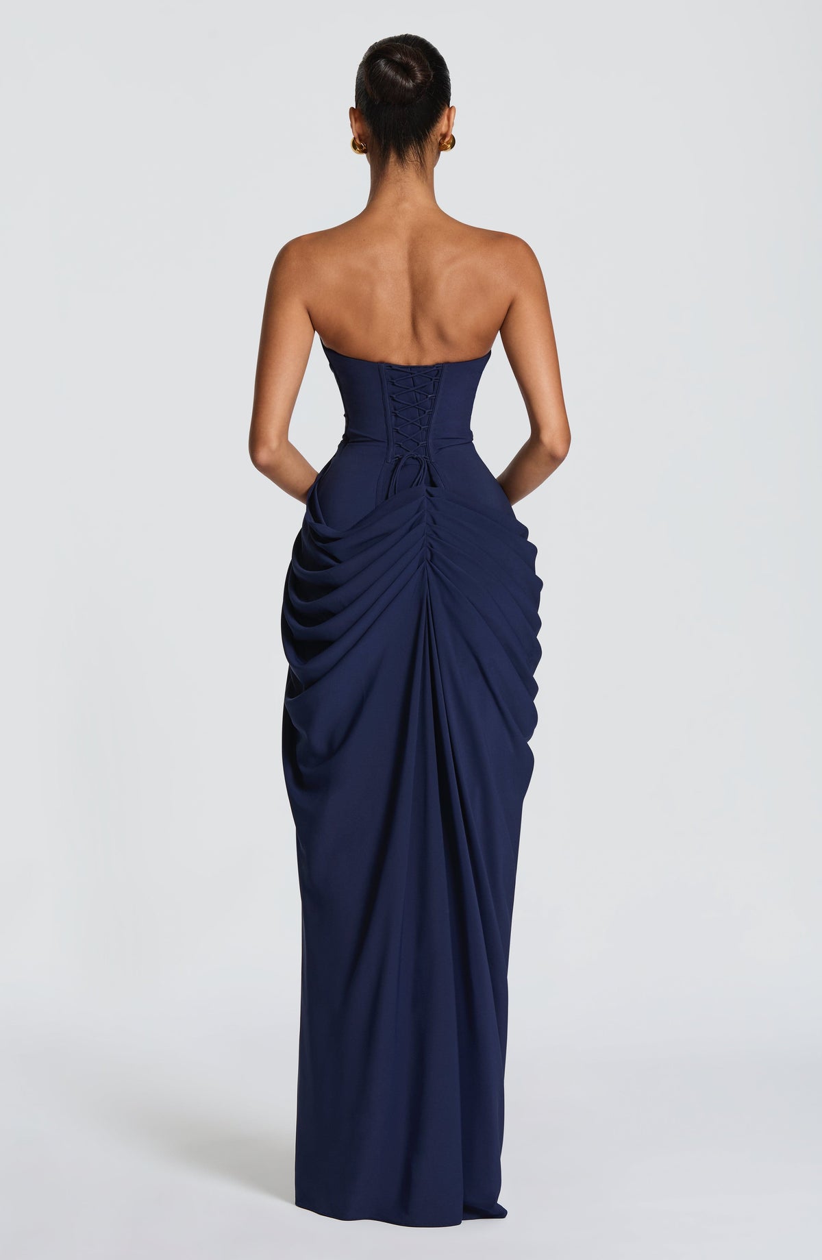 ADELINA| Elegantes Chiffon-Maxikleid – Marineblau