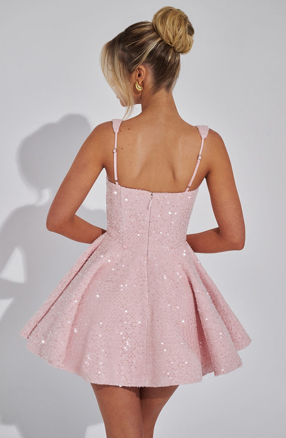 NOELLE| Elegantes Tweed Mini Kleid – Blush