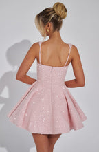 NOELLE| Elegantes Tweed Mini Kleid – Blush