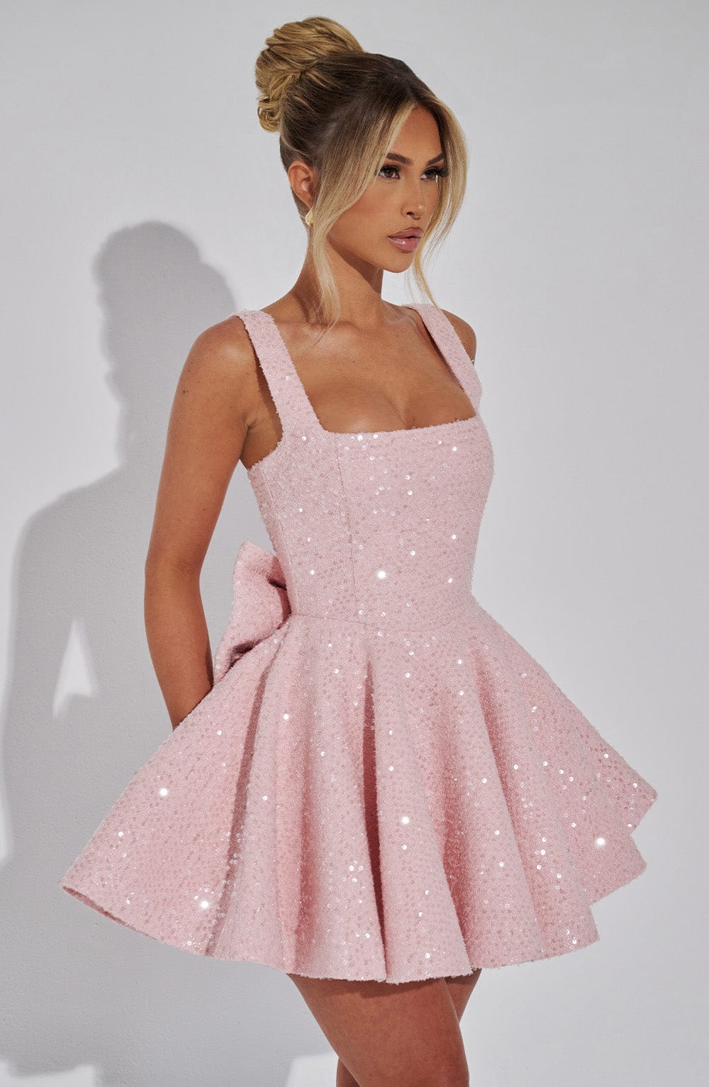 NOELLE| Elegantes Tweed Mini Kleid – Blush