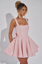 NOELLE| Elegantes Tweed Mini Kleid – Blush