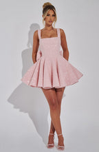 NOELLE| Elegantes Tweed Mini Kleid – Blush