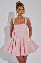 NOELLE| Elegantes Tweed Mini Kleid – Blush