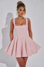 NOELLE| Elegantes Tweed Mini Kleid – Blush