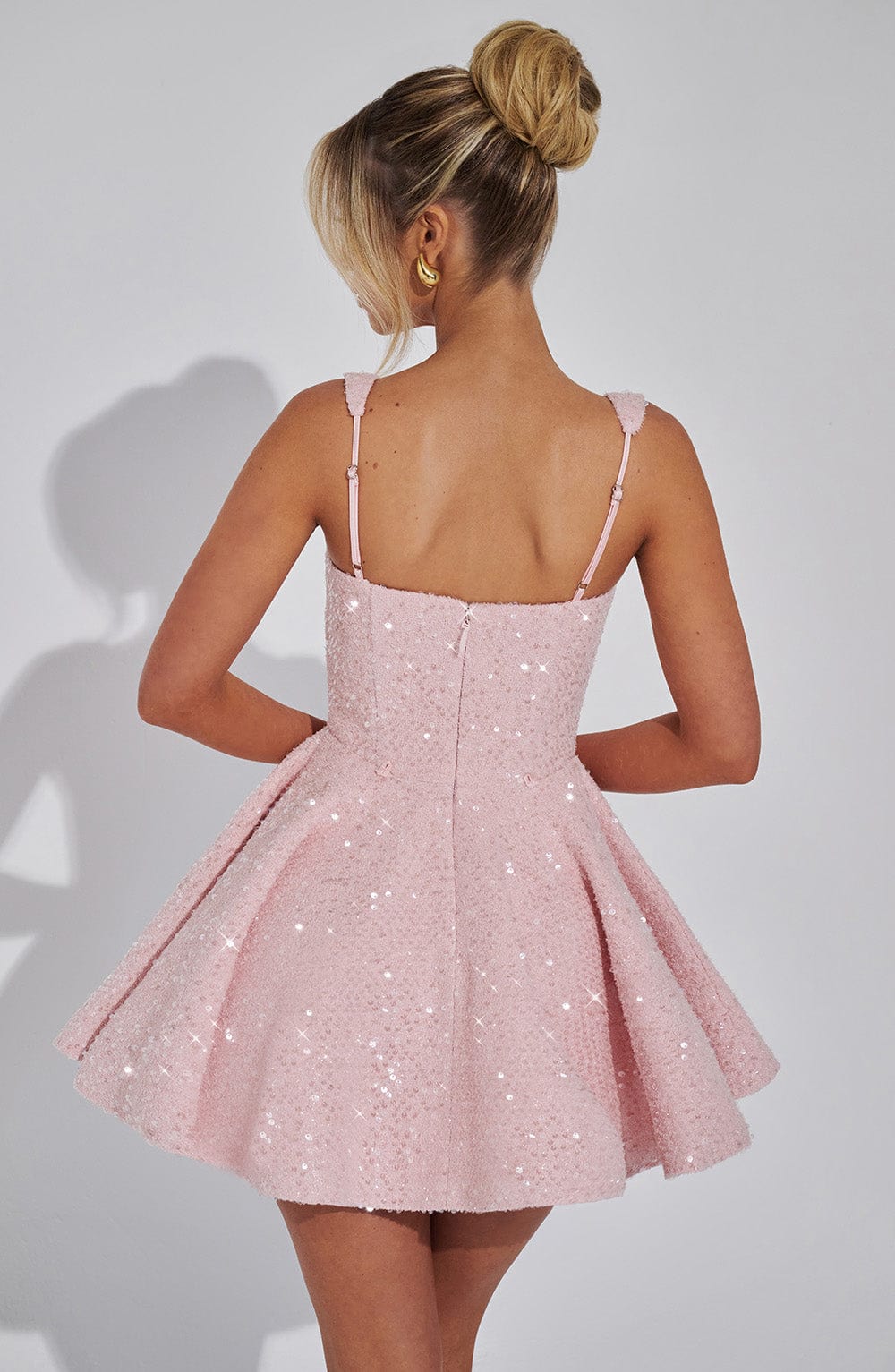 NOELLE| Elegantes Tweed Mini Kleid – Blush