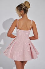 NOELLE| Elegantes Tweed Mini Kleid – Blush