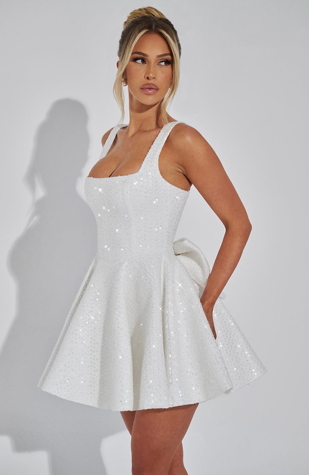 NOELLE | Elegantes Tweed Mini Kleid – Ivory