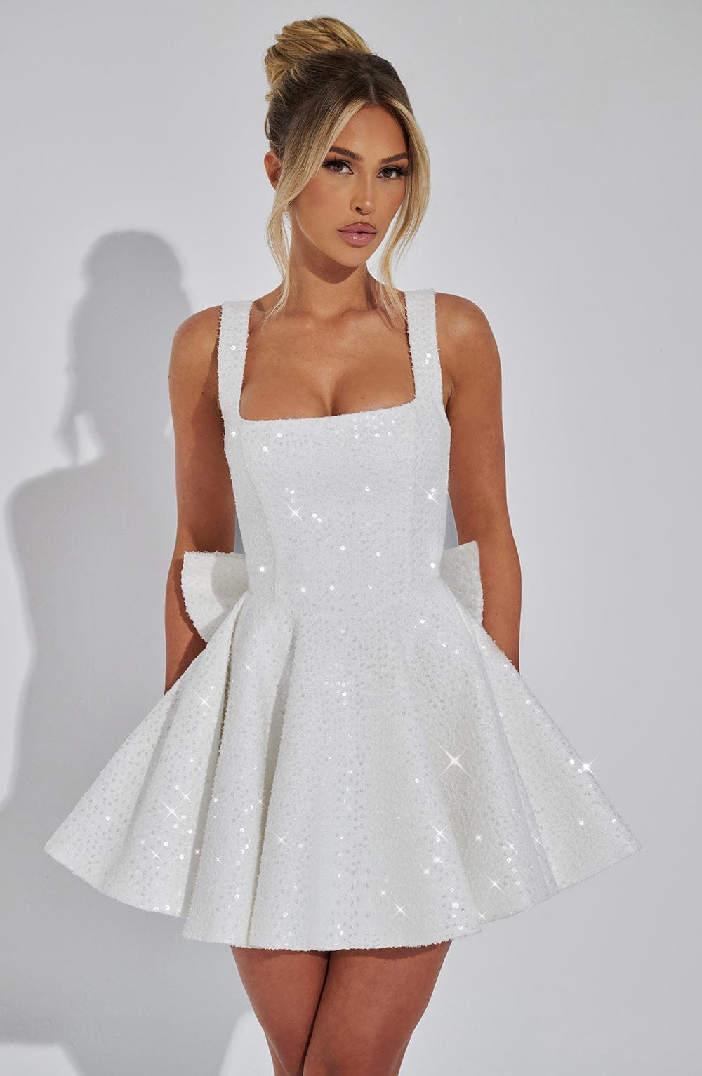 NOELLE | Elegantes Tweed Mini Kleid – Ivory