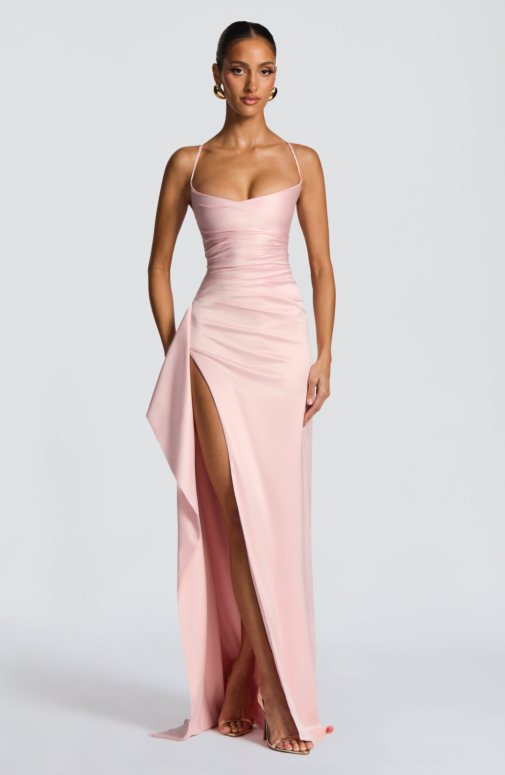 JULIETTE | Elegantes Satin-Maxikleid – Blush