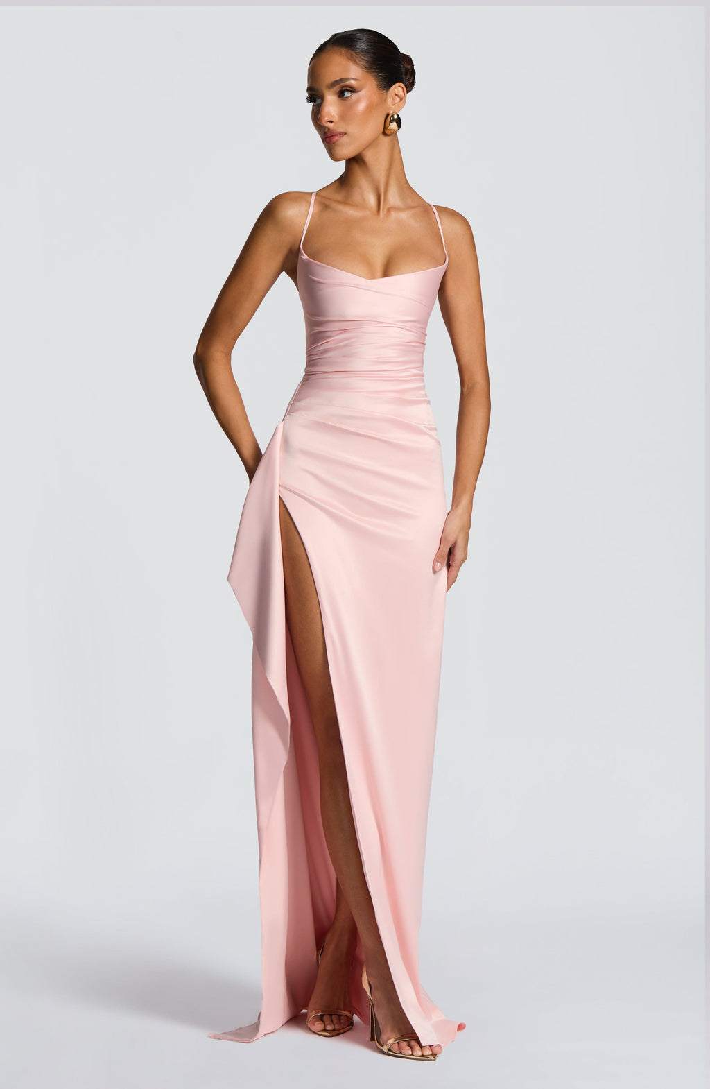 JULIETTE | Elegantes Satin-Maxikleid – Blush