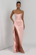 JULIETTE | Elegantes Satin-Maxikleid – Blush
