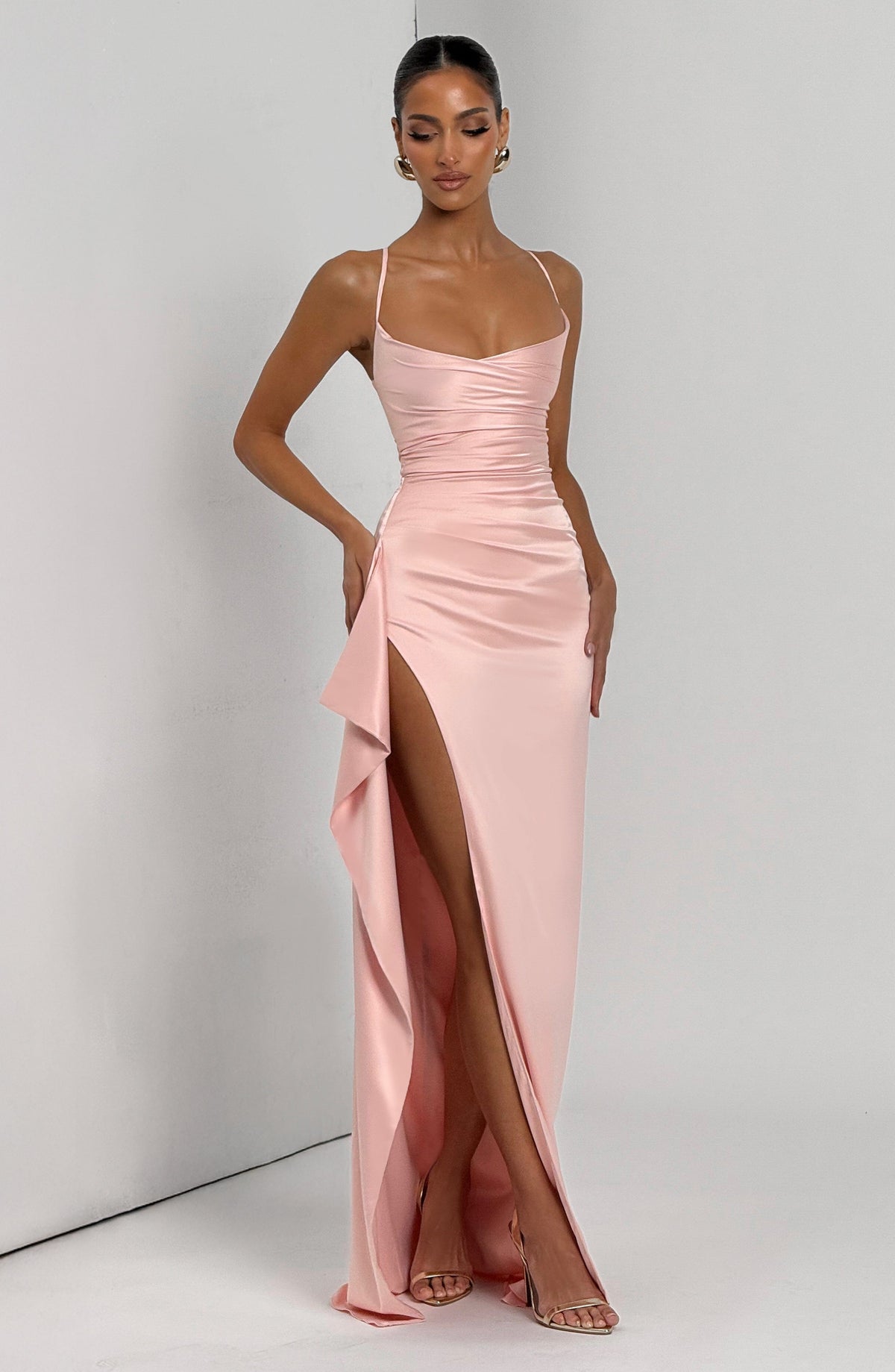 JULIETTE | Elegantes Satin-Maxikleid – Blush