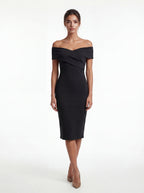 ADELINA | Elegantes Off-Shoulder Kleid – Rubinrot