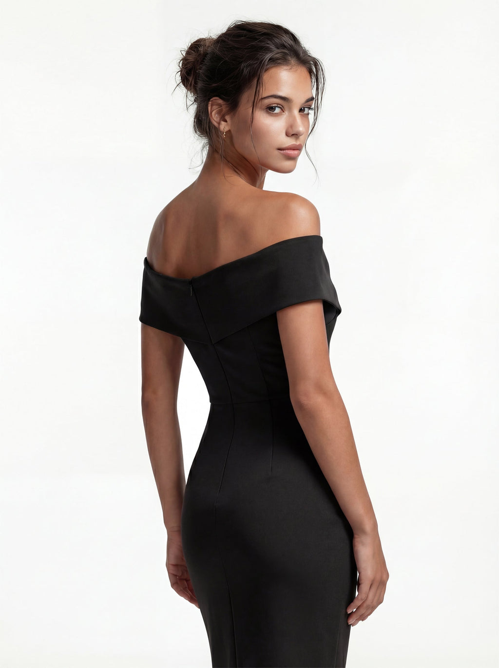 ADELINA | Elegantes Off-Shoulder Kleid – Rubinrot