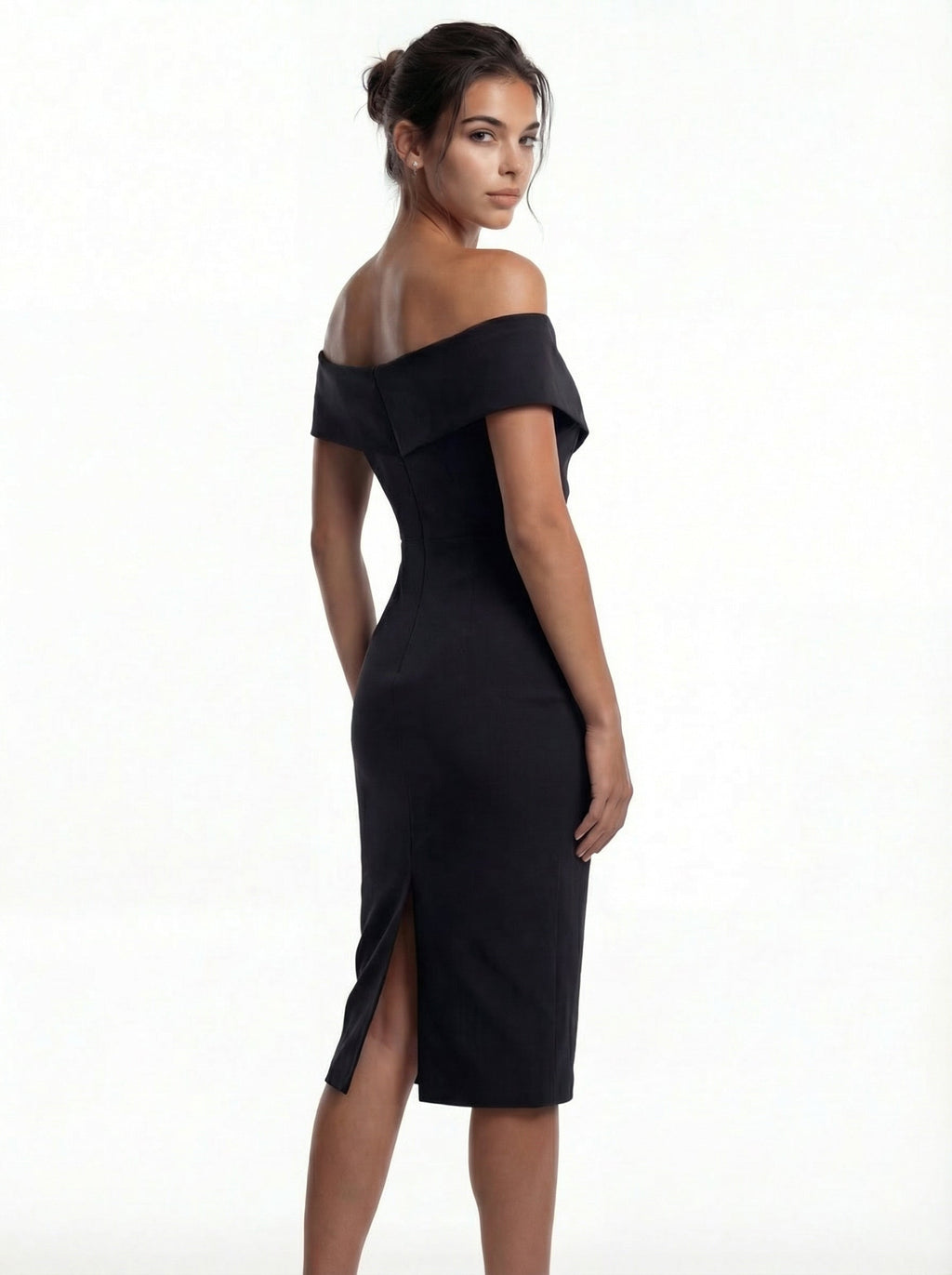 ADELINA | Elegantes Off-Shoulder Kleid – Rubinrot