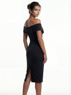 ADELINA | Elegantes Off-Shoulder Kleid – Rubinrot